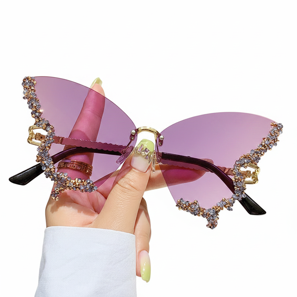 Diamond Butterfly Sunglasses - White Background
